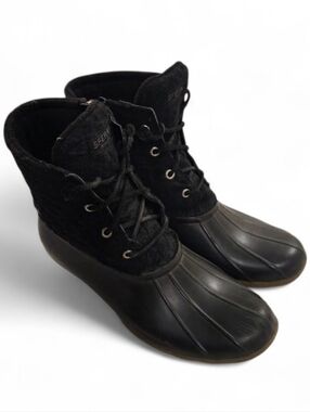 Sperry Women's Black Lace-Up Duck Boots